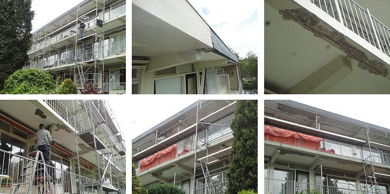Hersteld en afgewerkt beton